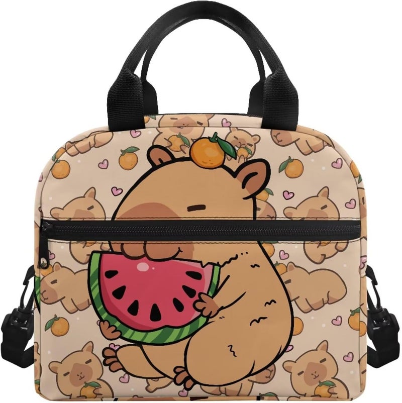 Yuosegray Capybara Kindergarten Lunch Box for Boys 4-6 Watermelon Preschool Lunch Box for Girls 6-8 Kindergarten Meal Bag Toddler Students Elementary School Adjustable Shoulder Strap Lightweight - Image 1